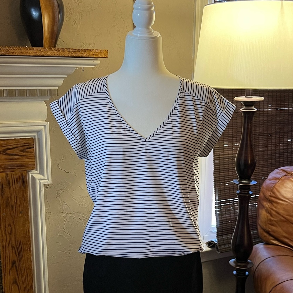 Express black and white striped blouse